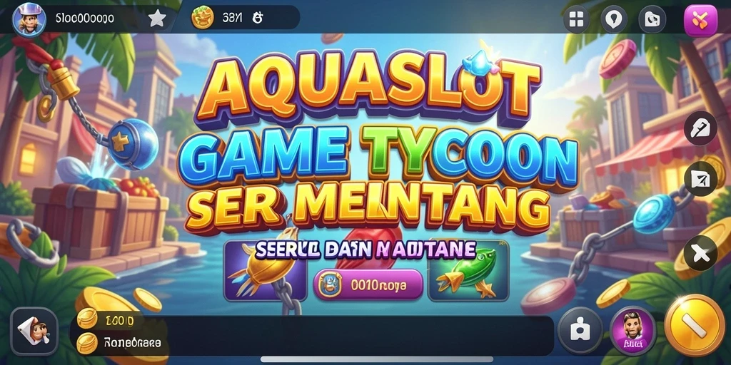 Tampilan gameplay menegangkan dalam AQUASLOT, nikmati serunya membangun kasino.