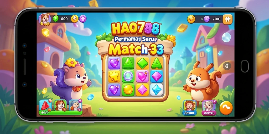Tampilan gameplay seru HAO788 dengan elemen Match-3 yang menarik.