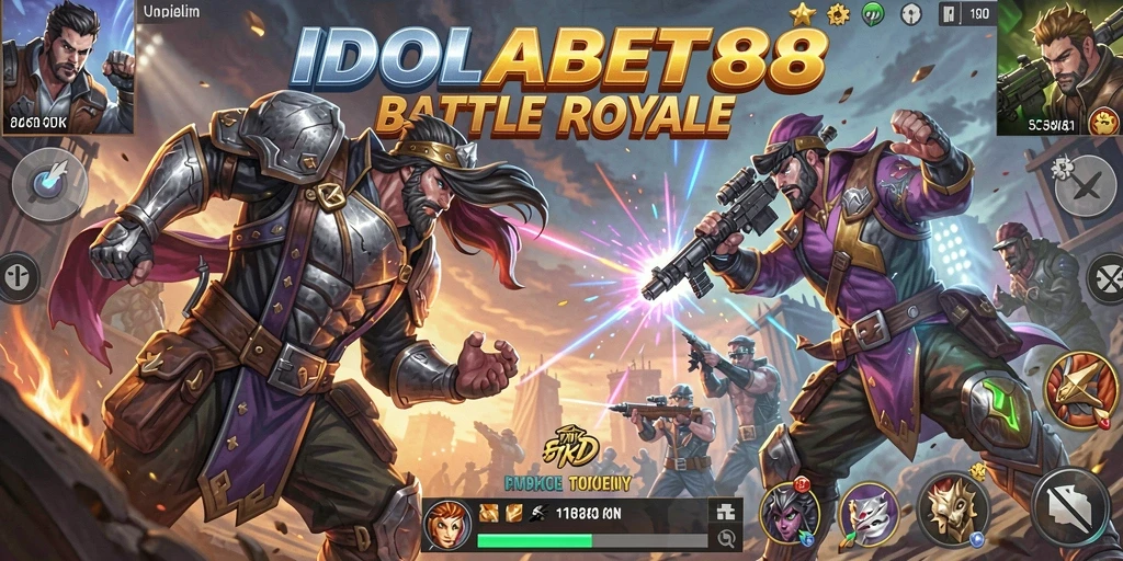 Screenshot gameplay IDOLABET88 yang menampilkan aksi Battle Royale yang intens.
