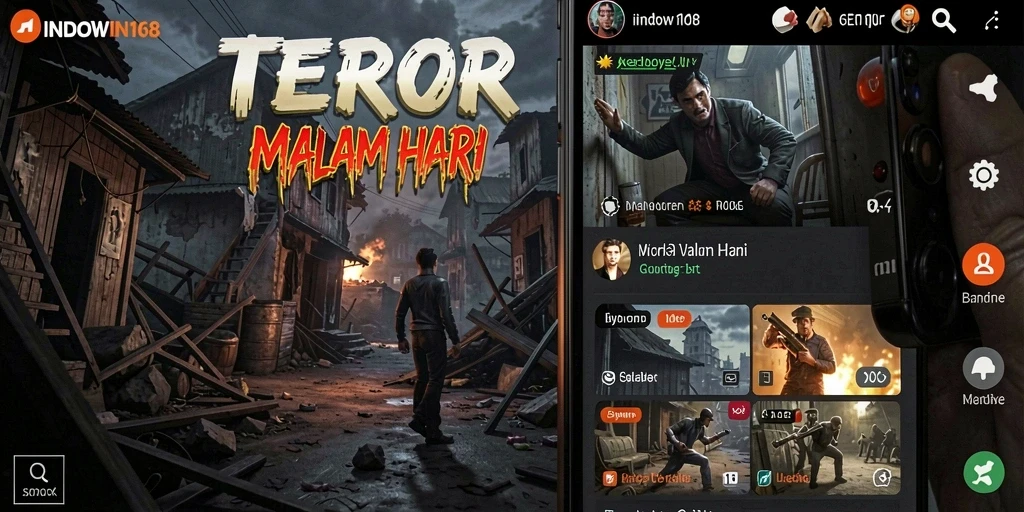 Screenshot game INDOWIN168 menampilkan suasana menakutkan di malam hari.
