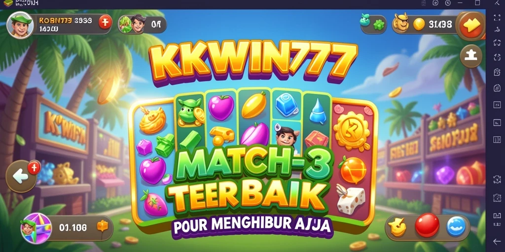 Screenshot gameplay KKWIN777 menampilkan keseruan permainan Match-3 yang menarik.
