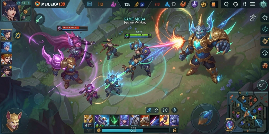 Tampilan gameplay seru <strong>MERDEKA138</strong> yang menampilkan pertempuran tim.