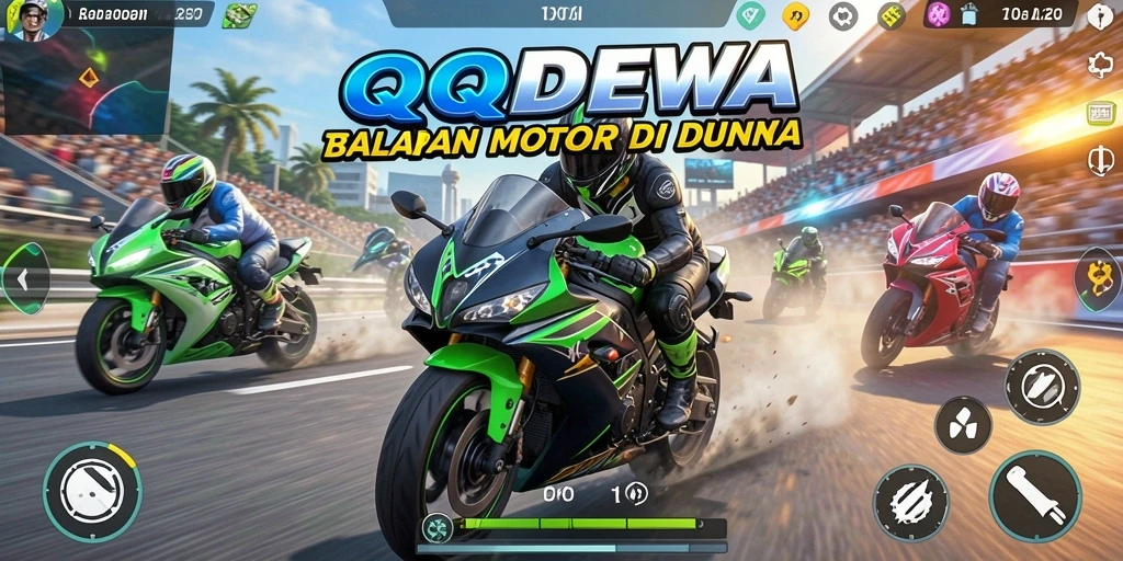 Screenshot gameplay QQDEWA menampilkan balapan mendebarkan di lintasan.