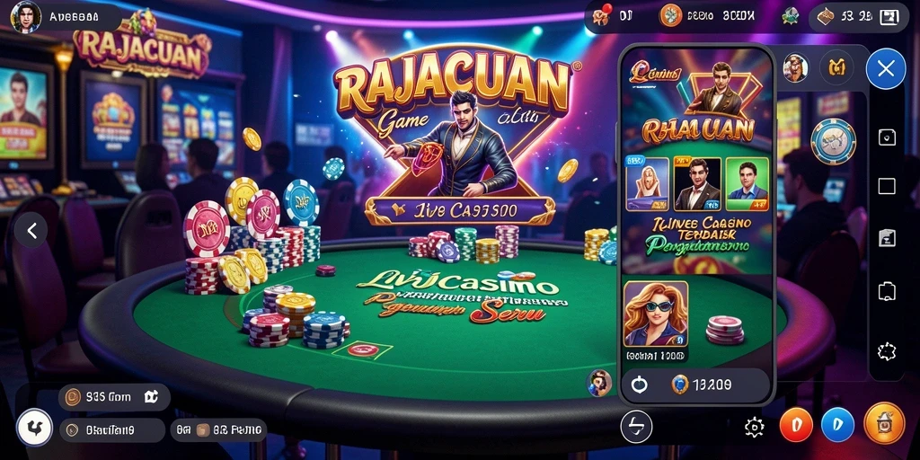 Tampilan gameplay seru di RAJACUAN dengan dealer langsung.