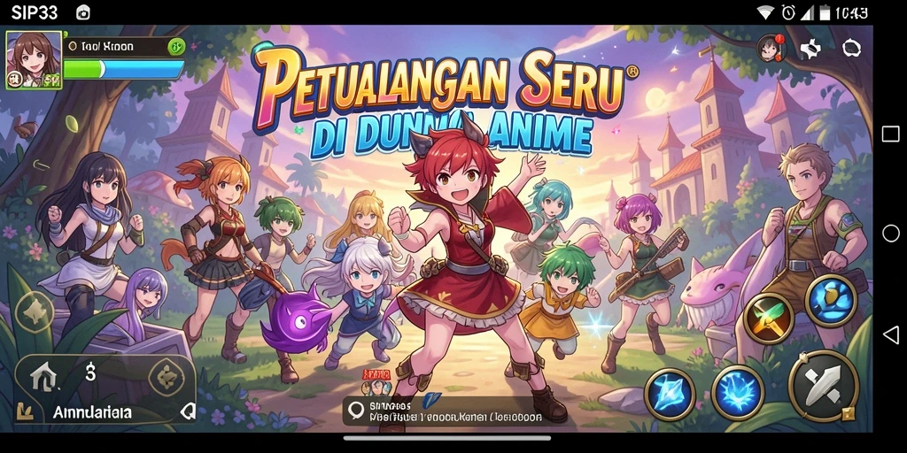 Tampilan gameplay SIP33 yang menakjubkan dengan karakter anime yang beraksi.