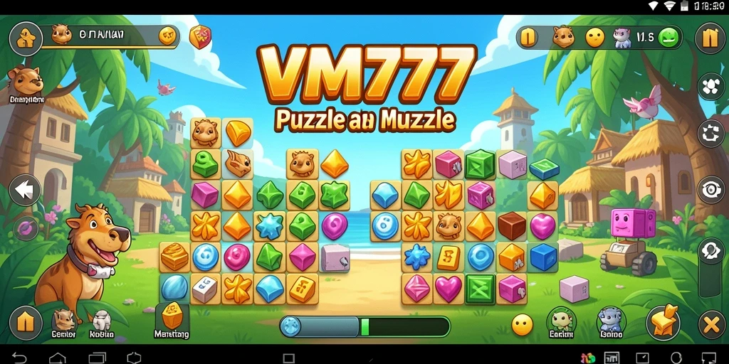 Screenshot gameplay VM777 menampilkan tantangan puzzle yang menarik dan interaktif.