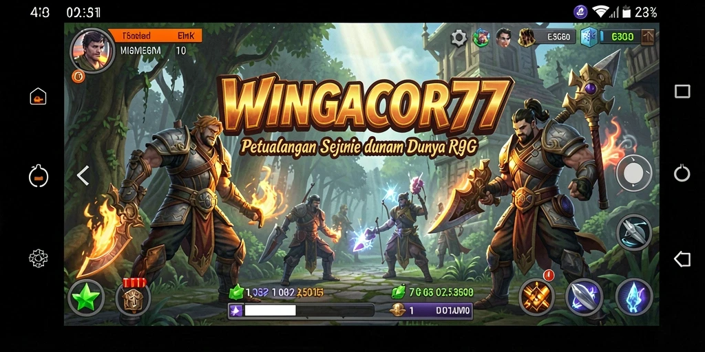 Tangkapan layar WINGACOR77 menampilkan aksi seru dalam pertempuran melawan monster.